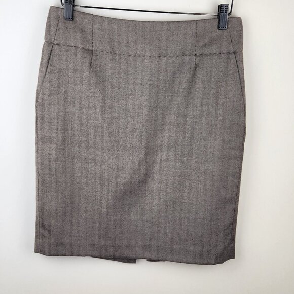 Banana Republic Brown Wool Blend Chevron Pencil Skirt Office Career sz 8 - Picture 1 of 8